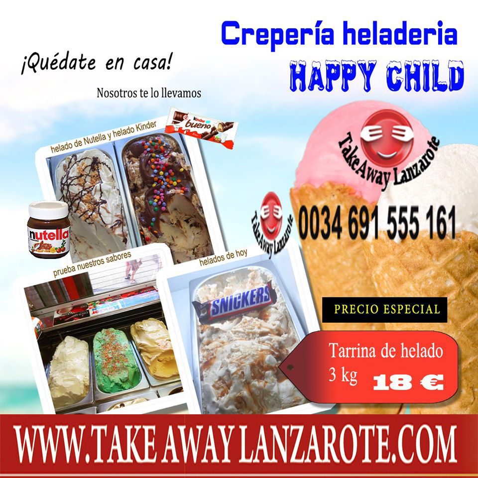 happy child heladeria playa blanca - la mejor heladeria a domicilio playa blanca - heladeria y creperia - helados para llevar