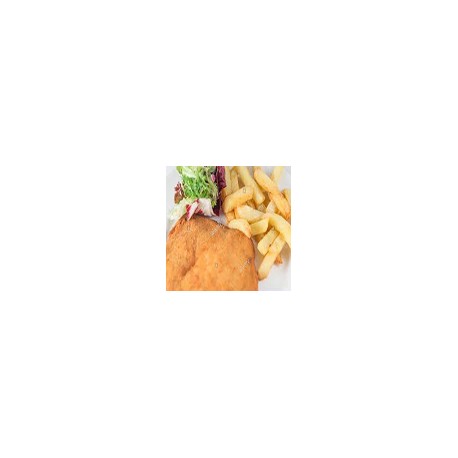 Bistec Empanado con Ensalada y Fritas