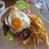 Burger with Egg and Chips