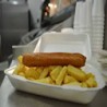 2 Battered sausage and chips