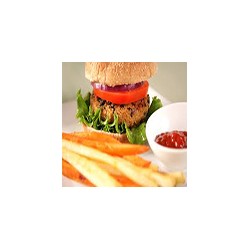 Veggie burger and chips