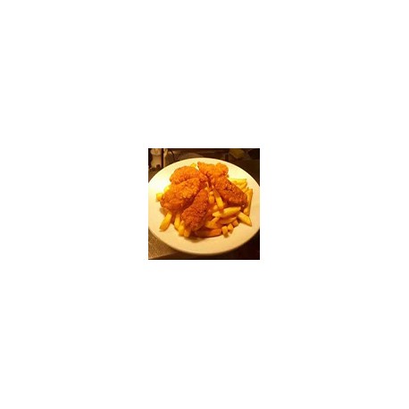 Pollo Goujons , Patatas Fritas y Ensalada