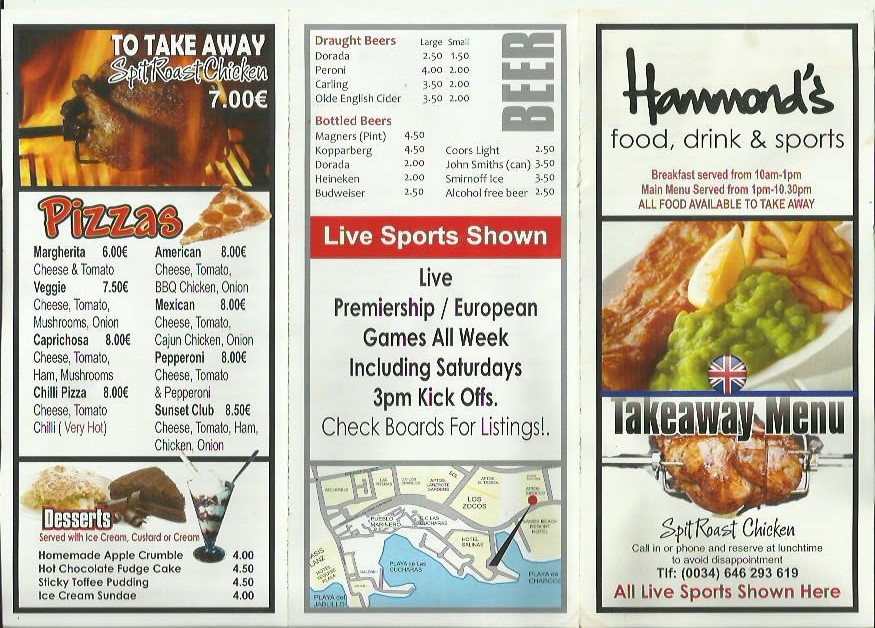 hammonds menu costa teguise takeaway lanzarote - live sports bars costa teguise - Best Snack Food Takeout in Costa Teguise - Order Online or Call 0034 691 555 161 Lanzarote - All types of Restaurants in Costa Teguise - Great Variety of Snack Food Delivered to the Comfort of your Home or Office Lanzarote Canarias