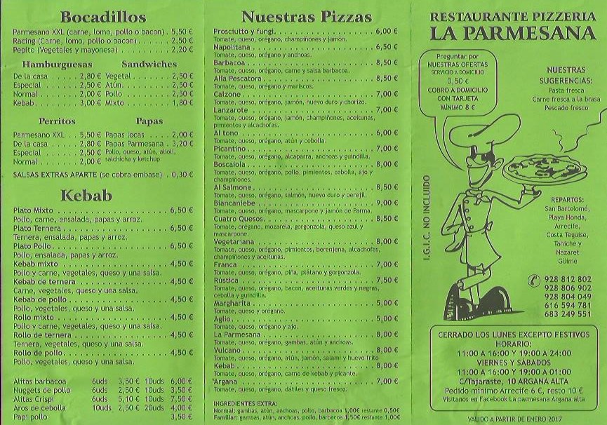la parmesana arrecife takeaway lanzarote - Todo tipo de Pizza Arrecife Lanzarote - Restaurantes de Pizza Arrecife Lanzarote | Las Mejores Pizzerias y Pizza Para llevar - Reparto y Entrega de Pizza en Arrecife Lanzarote . La Pizza mas Famosa en Arrecife Lanzarote - Los Mas Populares  Pizzerias & Restaurantes de Pizza con Servicio de Reparto a Domicilio Arrecife Lanzarote Canarias