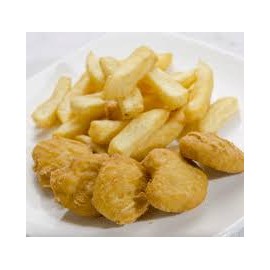 Nuggets de pollo con patatas fritas