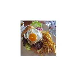 Burger with Egg and Chips