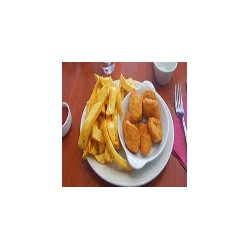 Gambas-scampi y patatas fritas